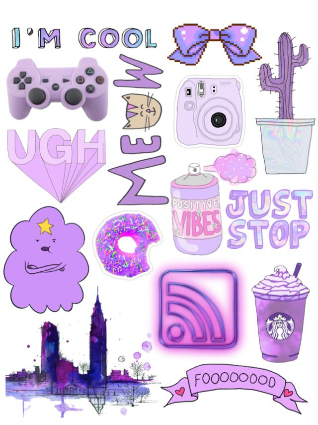 Purple Tumblr Collage 3 Stickers Purple Purple 
