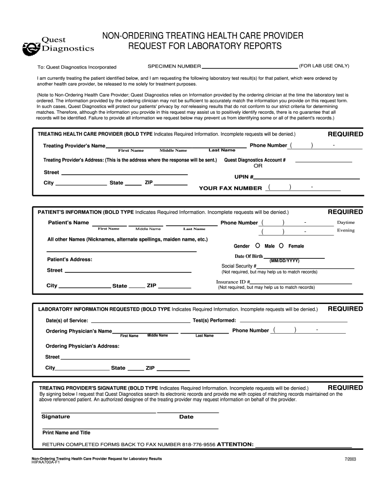 Quest Client Supply Order Form Pdf Fill Online 