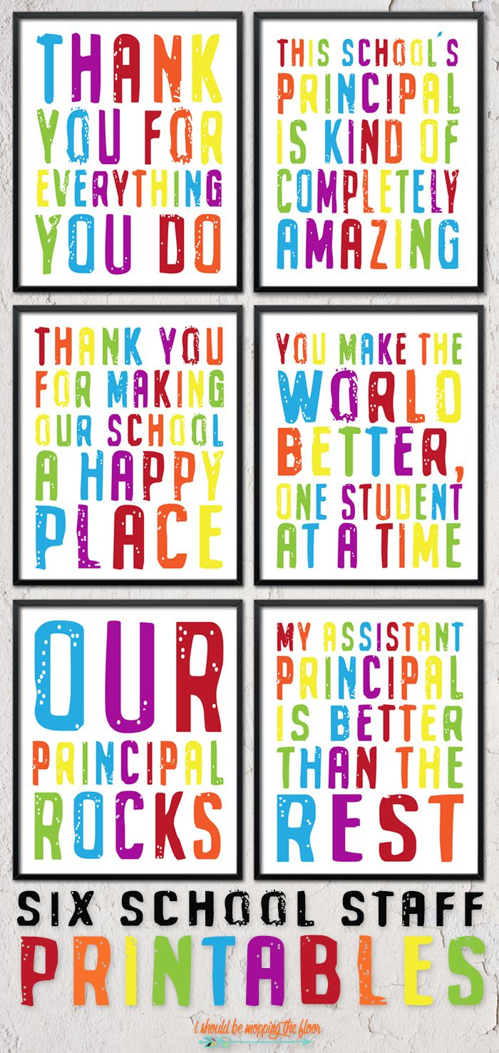 Six Printable School Staff And Principal Gifts Teacher 