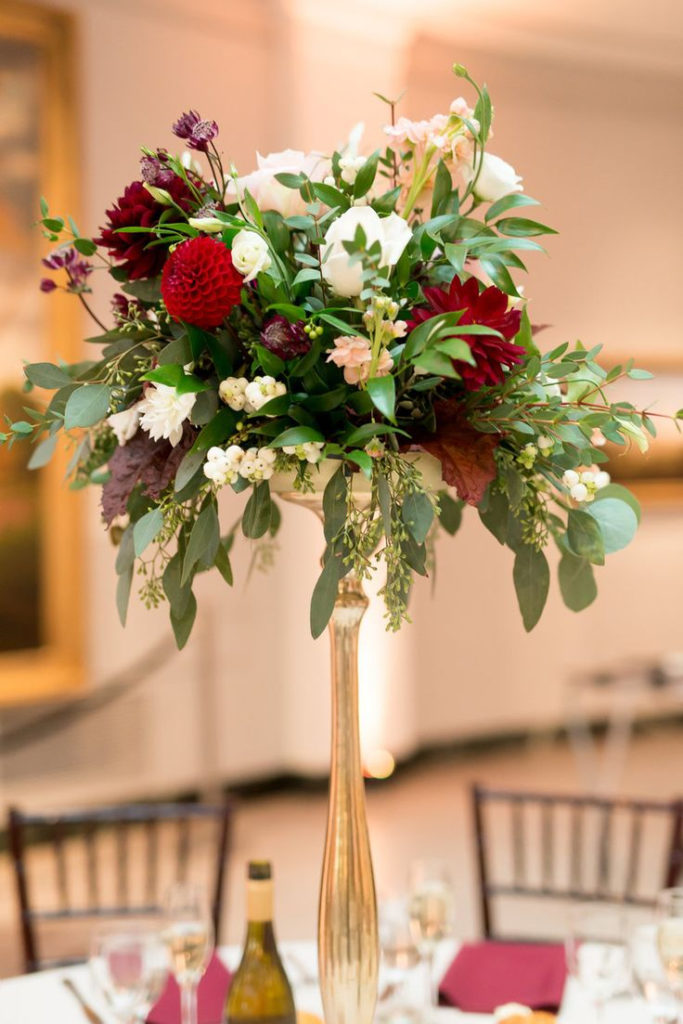 Tall Organic Gold Vase Centerpiece Flower Centerpieces 