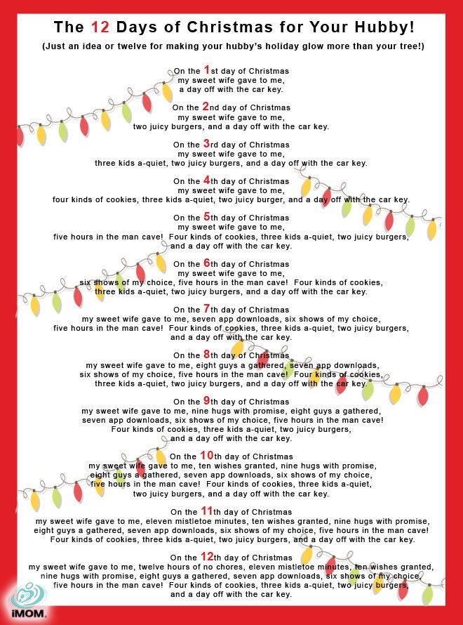 The 12 Days Of Christmas For Your Hubby IMom Christmas