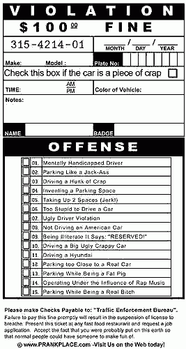 The Pay Back Fake Parking Tickets
