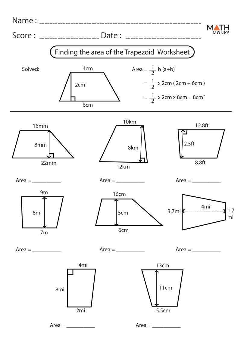 Trapezoid Worksheets Math Monks