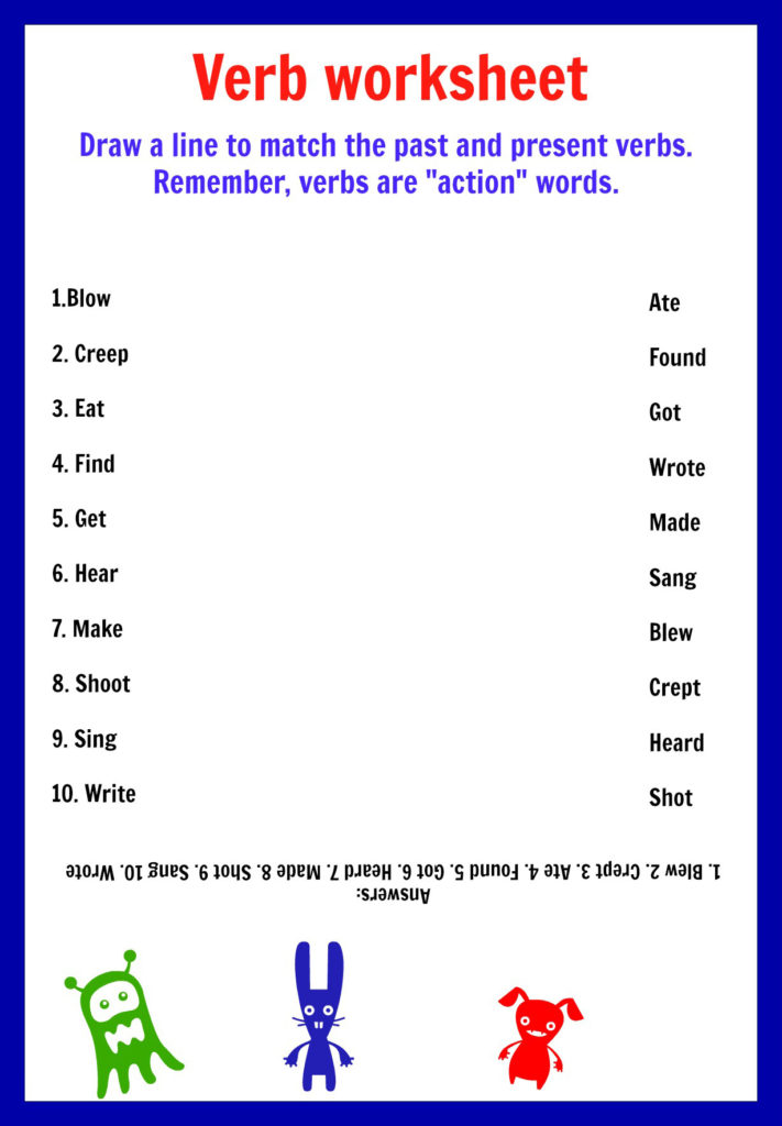 Verb Worksheets For Kindergarten Worksheets Free Download