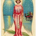 Vintage Christmas Image Starry Winged Angel The