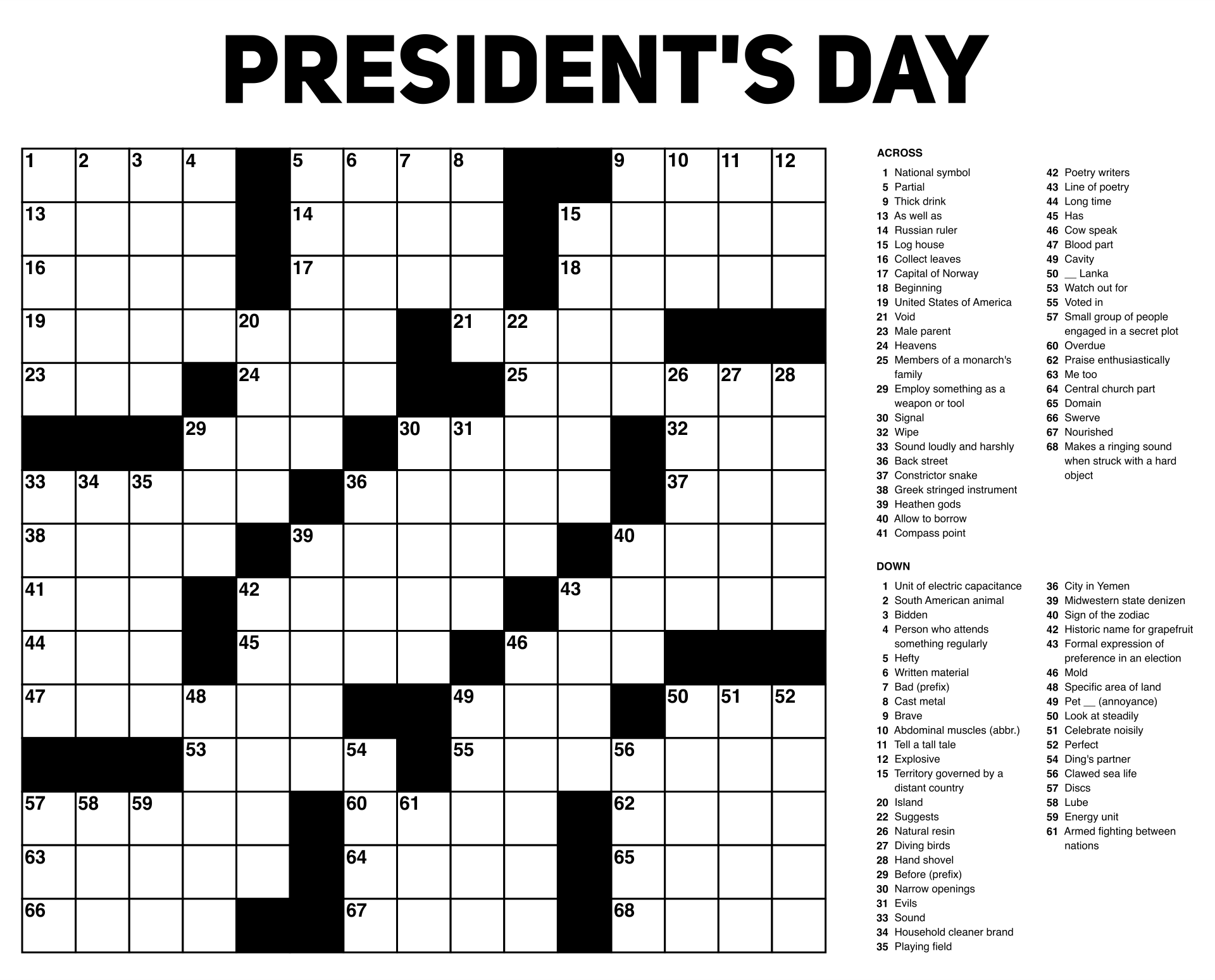 10 Best Large Print Easy Crossword Puzzles Printable 