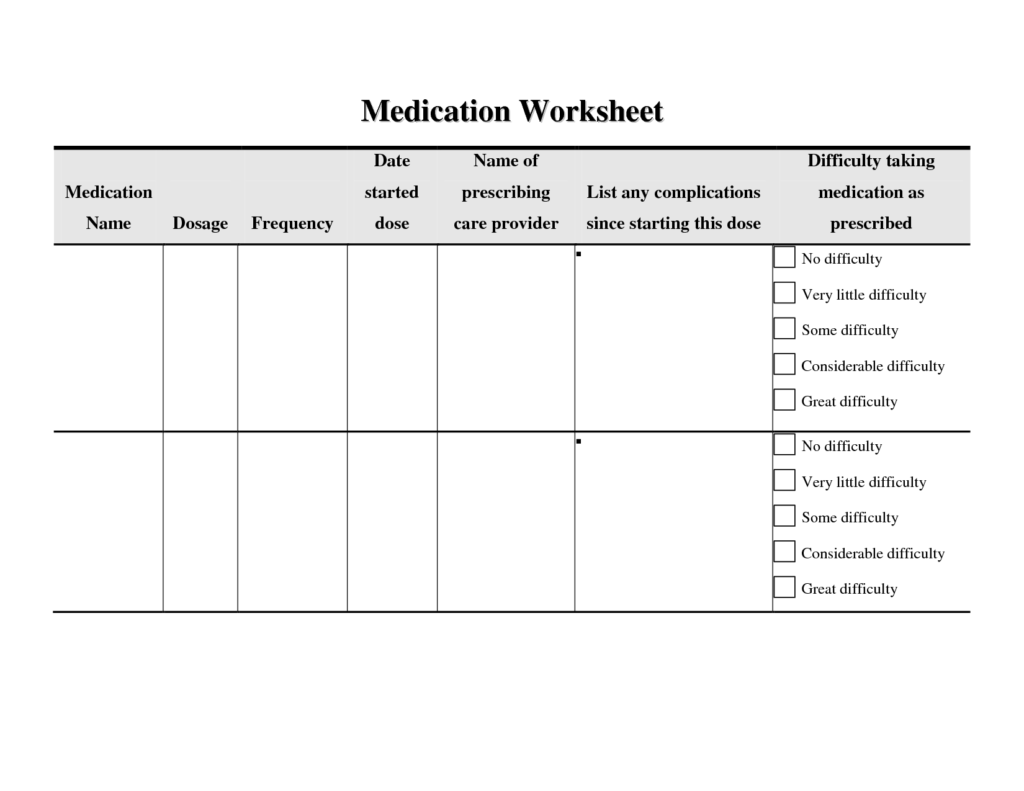 12 Best Images Of Medication Compliance Worksheet