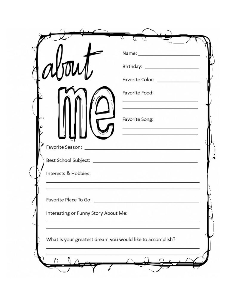 14 Best Images Of All About Me Printable Worksheet For