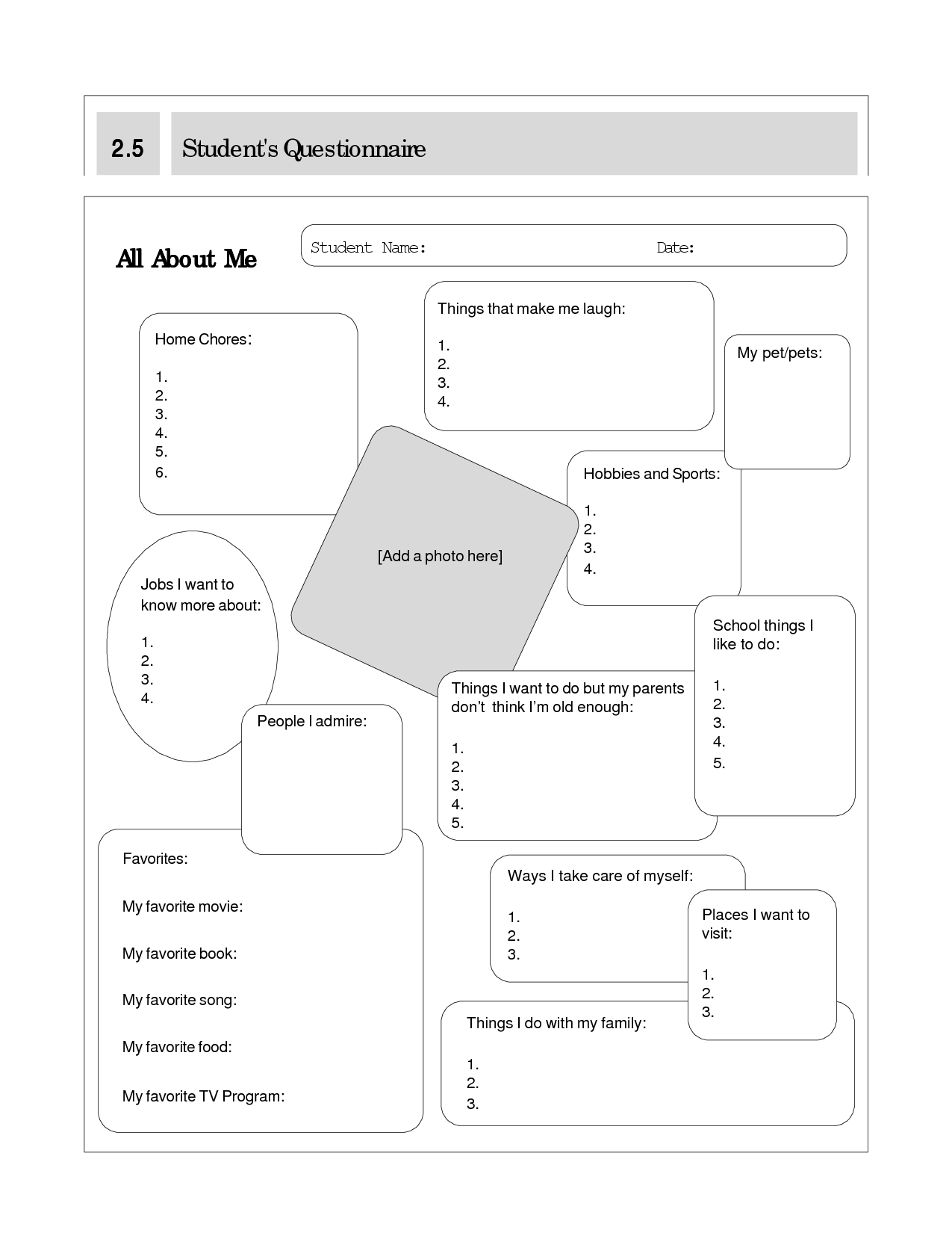 14 Best Images Of All About Me Printable Worksheet For 
