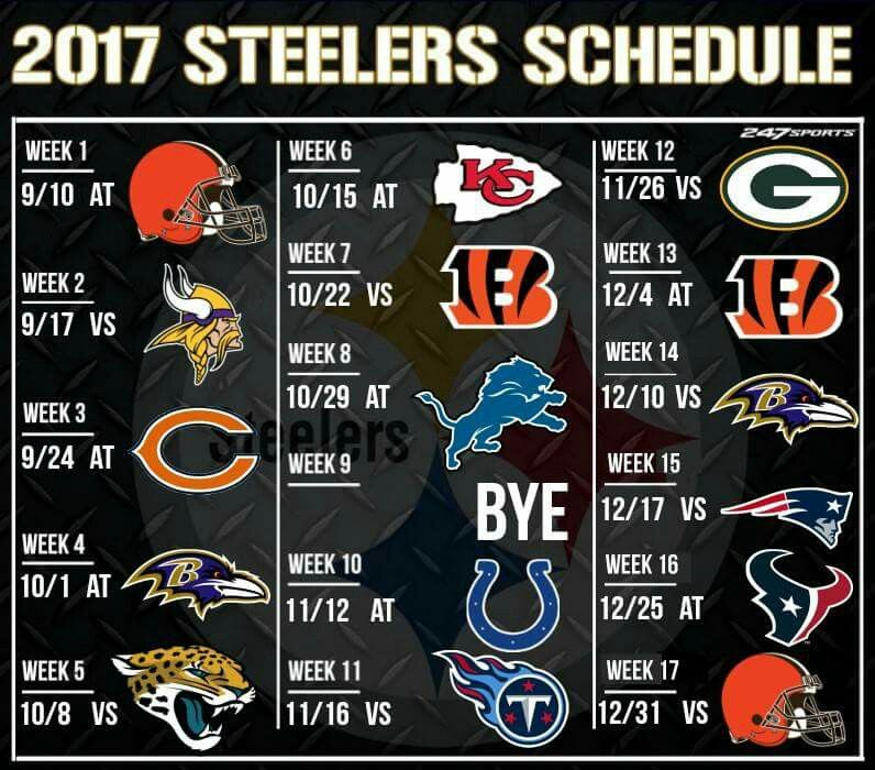 2017 Pittsburgh Steelers Schedule Pittsburgh Steelers