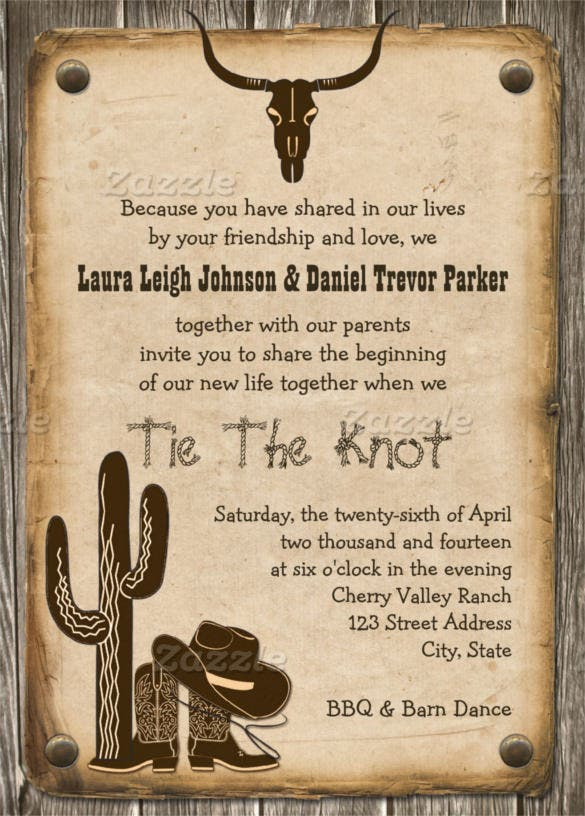 28 Western Wedding Invitation Templates Free Sample 