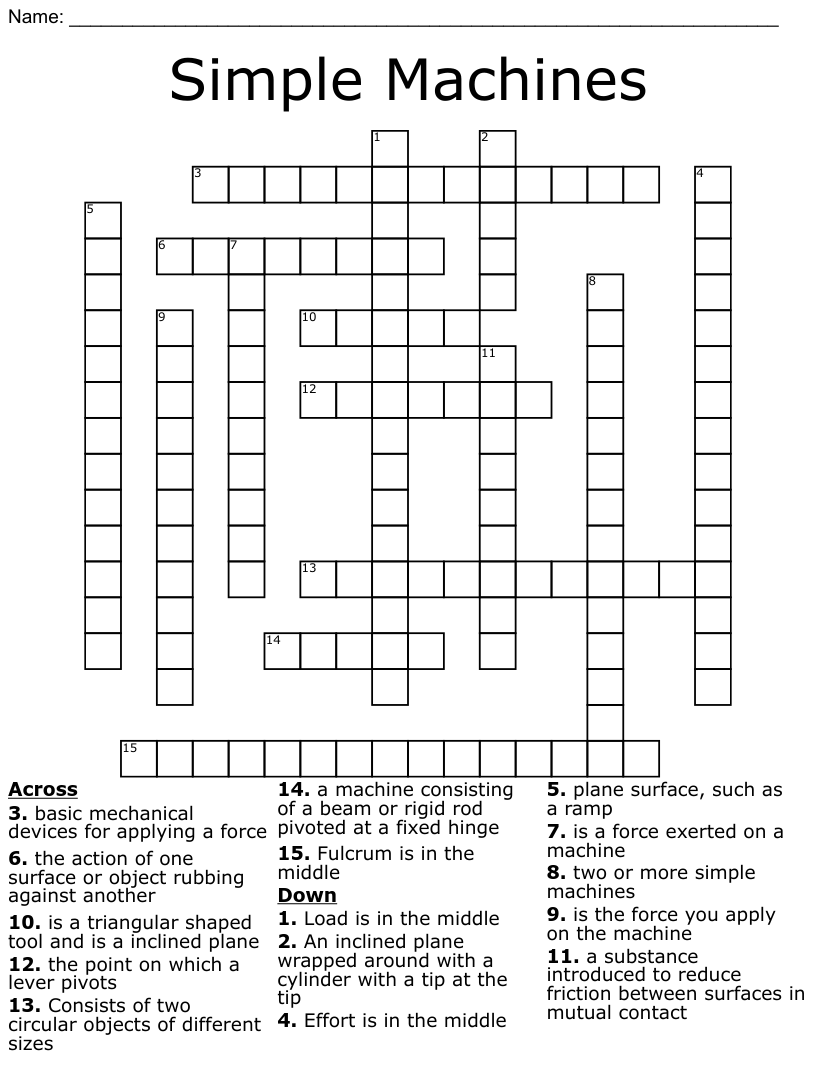 35 Simple Machines Crossword Puzzle Worksheet Answers 