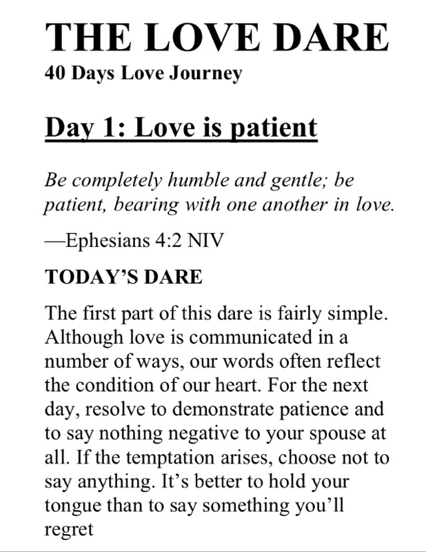 40 Day Love Dare Day 1 Bekah Mae