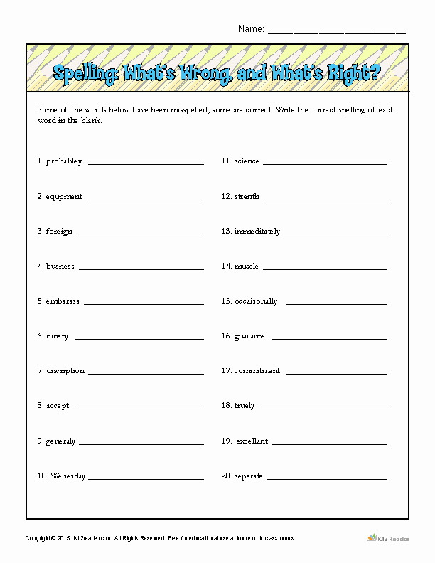 50 6th Grade Spelling Worksheet Chessmuseum Template Library