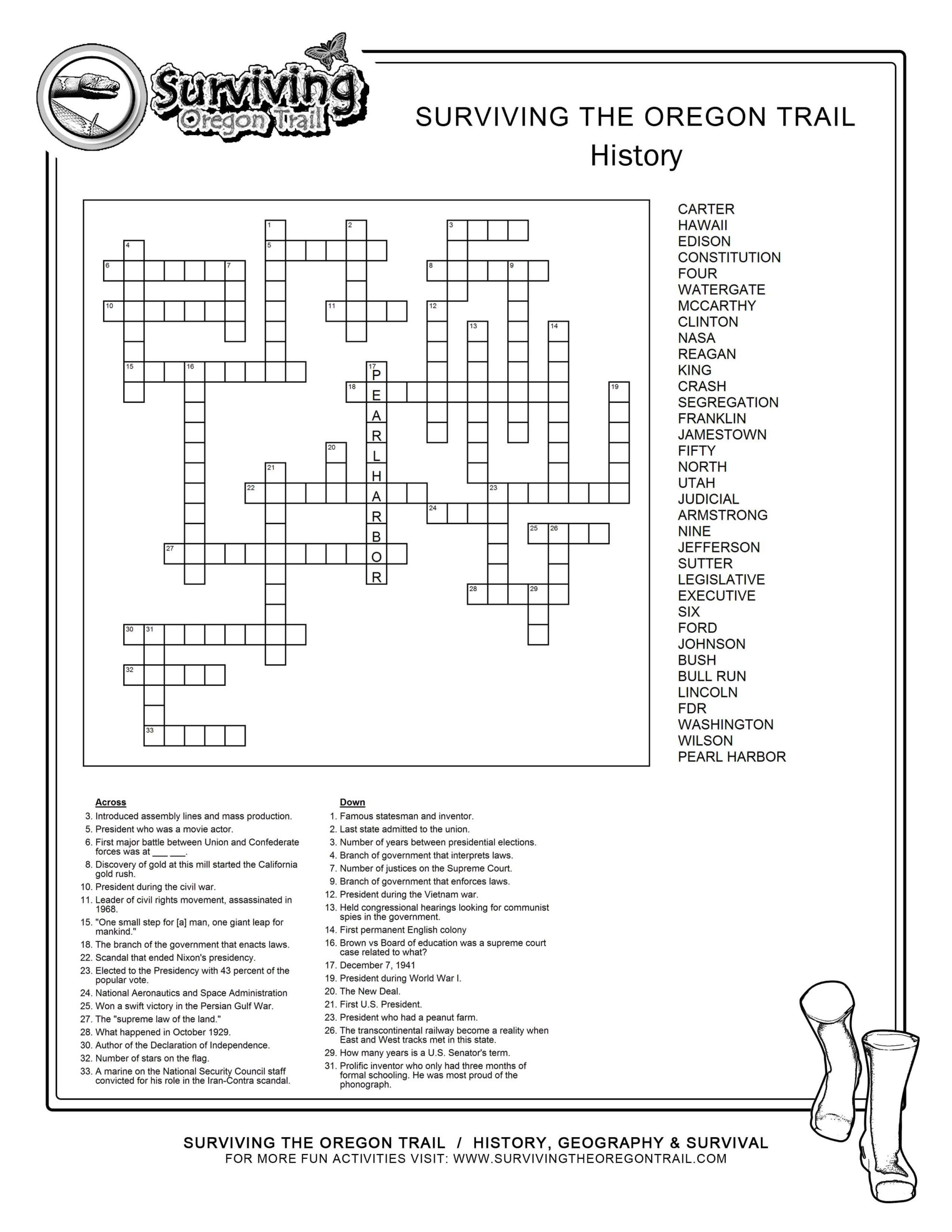 50 States Crossword Puzzle Printable Printable Crossword 