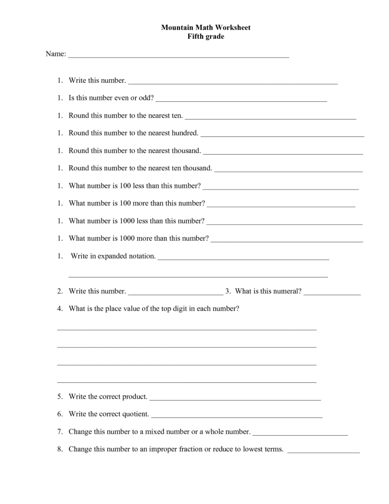 5th Grade Worksheet Category Page 2 Worksheeto