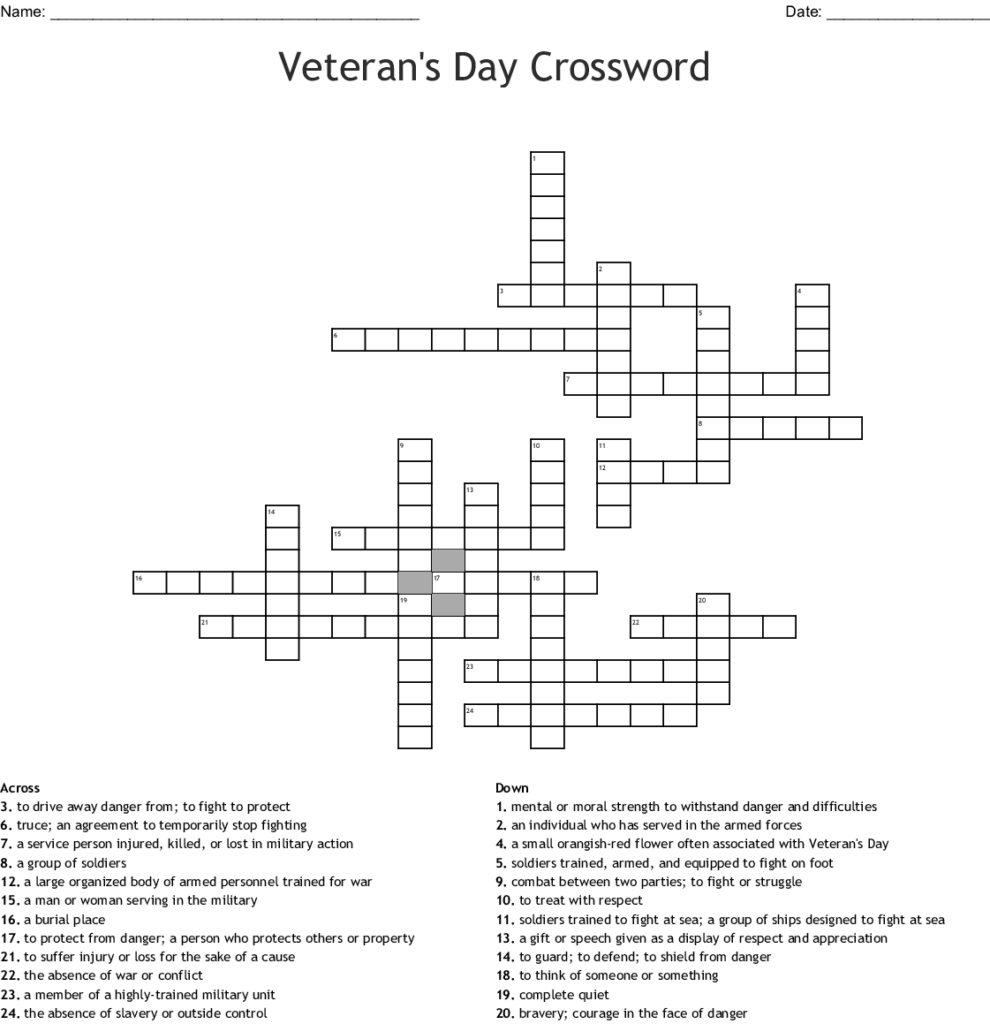 A Never Ending Battle Veterans Crossword Puzzle WordMint