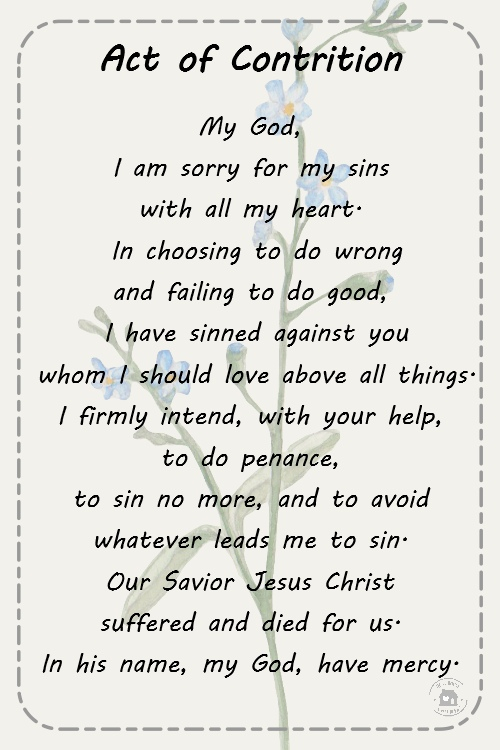 Act Of Contrition Prayers For First Communion 