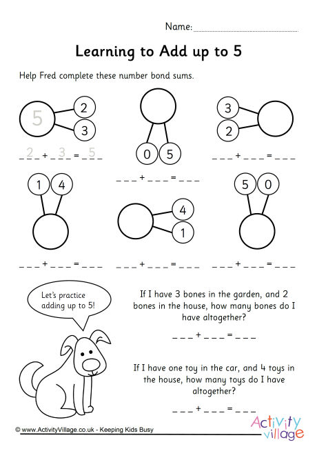 Adding With Number Bonds To 5