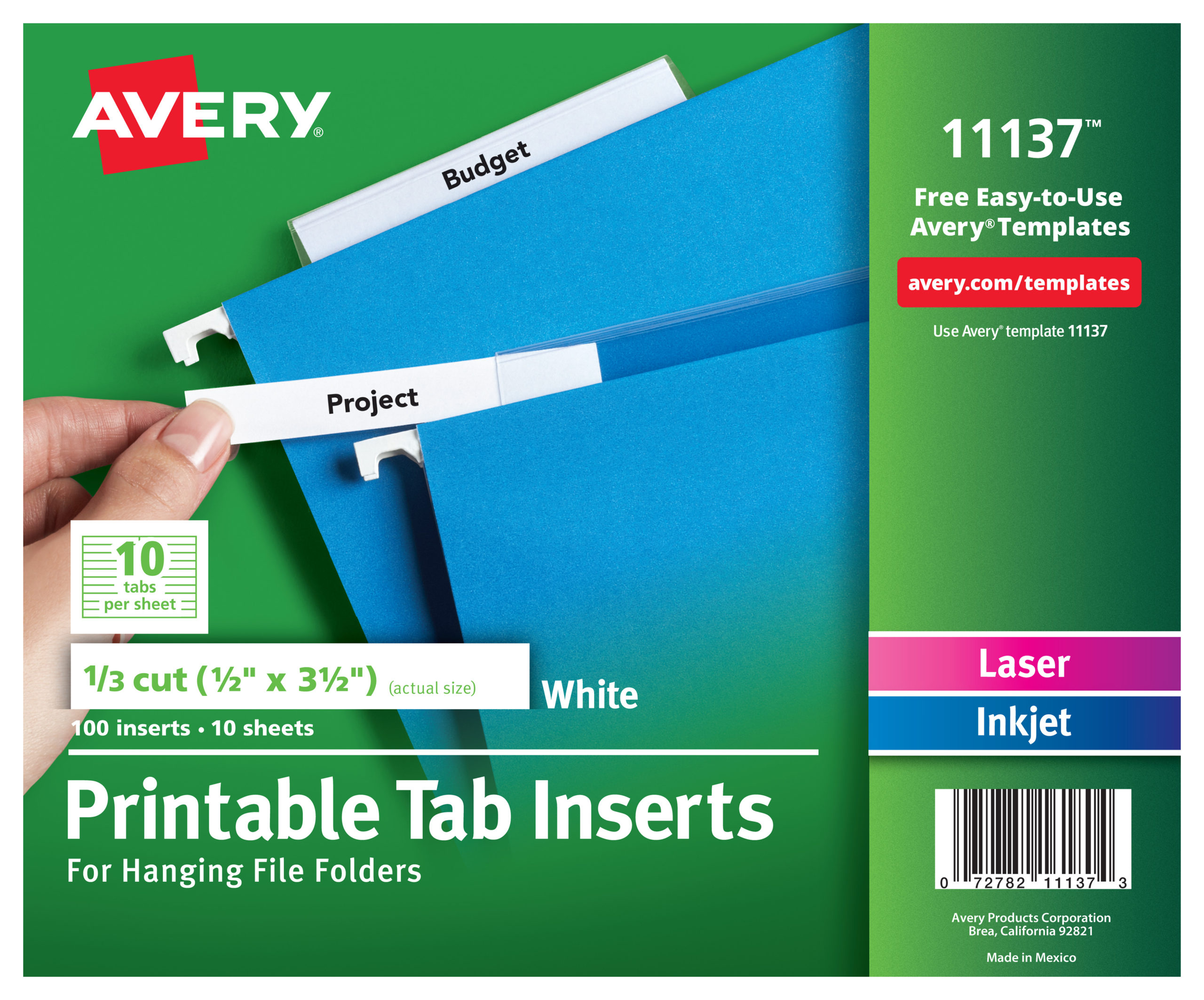Avery Printable Tab Inserts For Hanging File Folders 3 1 
