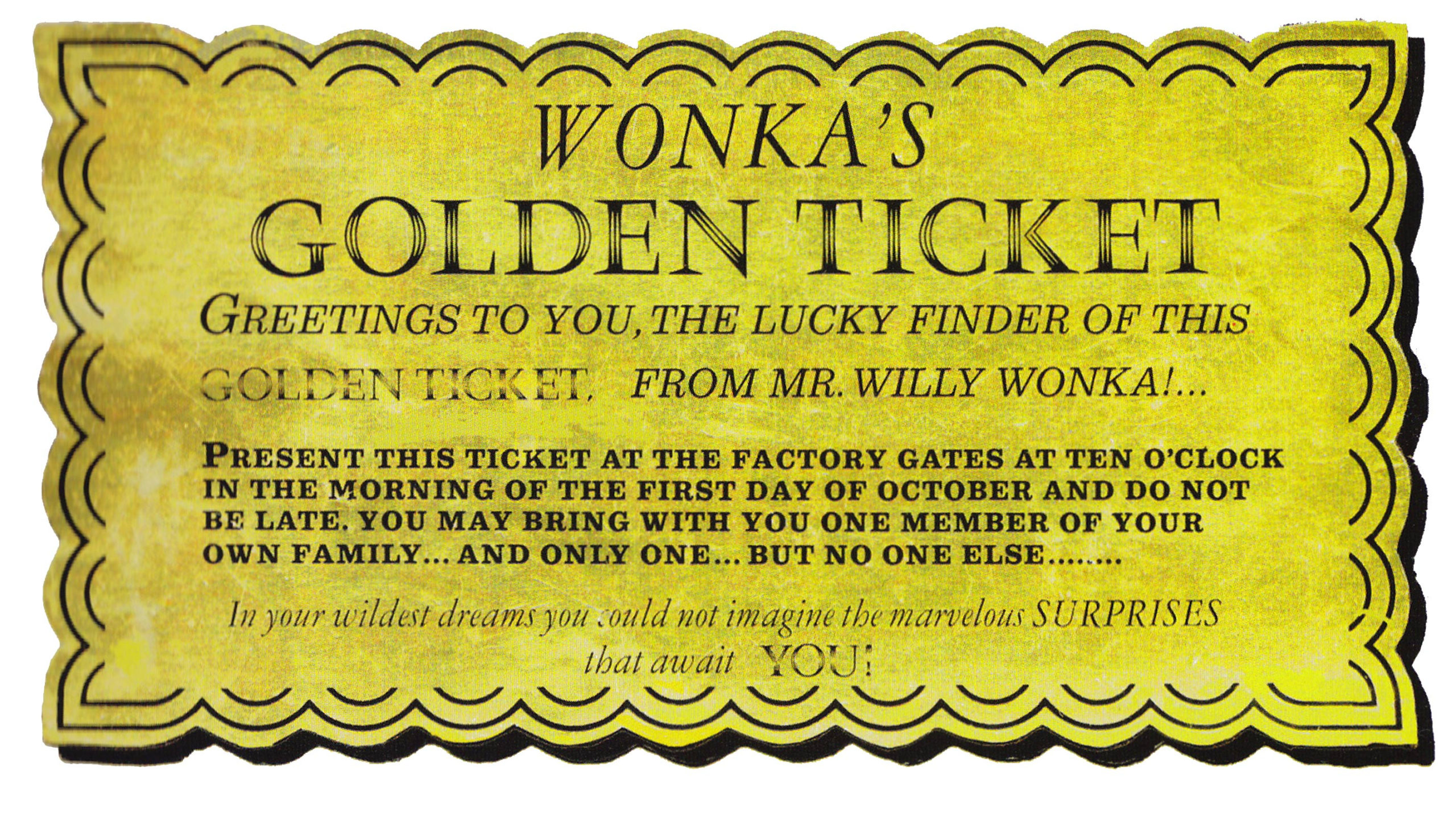 Willy Wonka Golden Ticket Printable