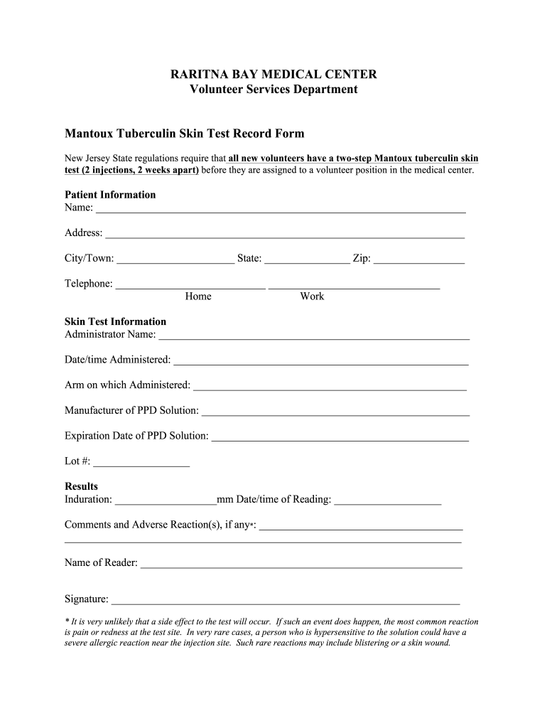 Blank Tb Test Form Printable Fill Out And Sign Printable 