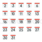Calendar Icon With Number 1 31 Pixel Stock Vector