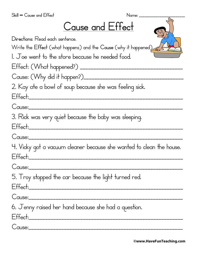 Cause And Effect Worksheet Have Fun Teaching