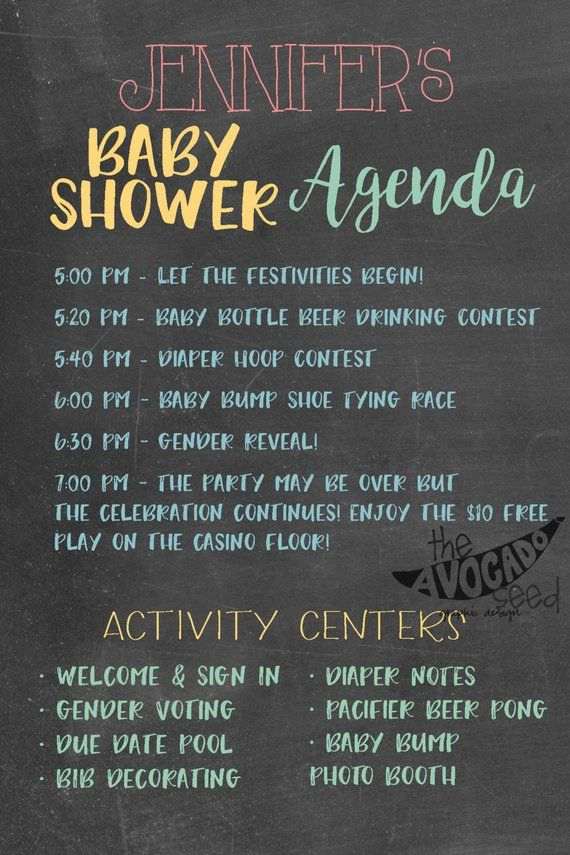 Chalkboard Baby Shower Agenda Any Size Printable Digital 