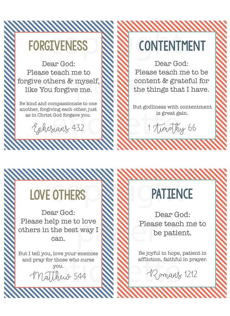 Children s Prayer Cards 40 Christian Prayer Cards For 