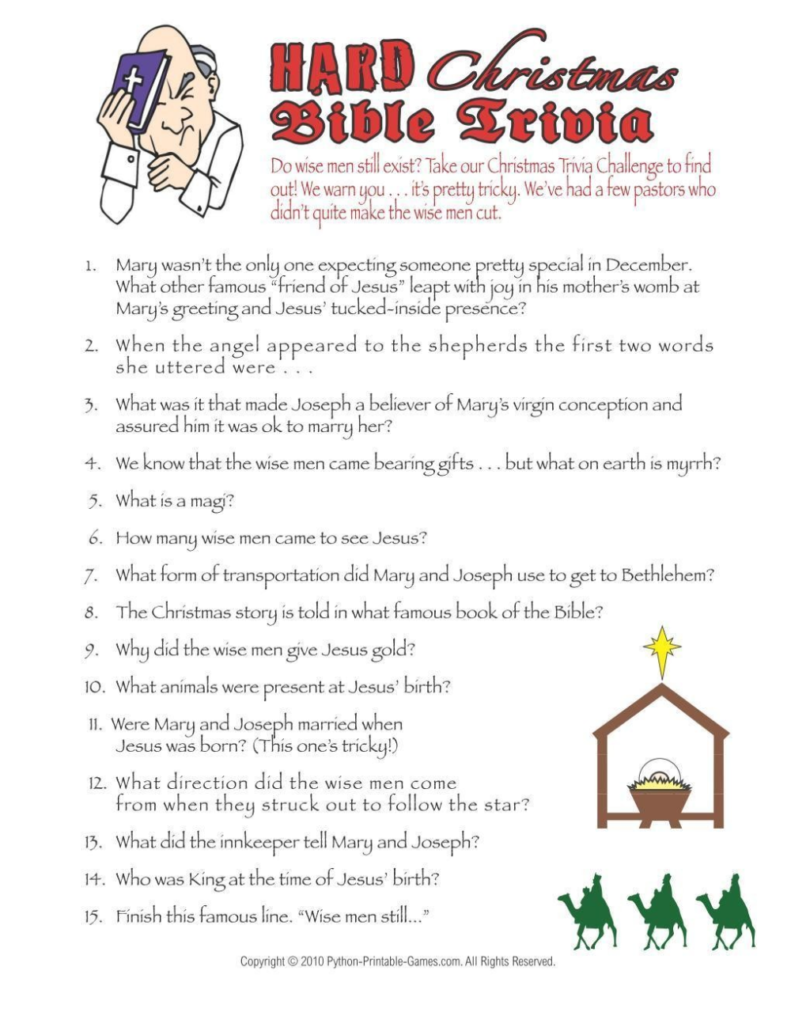 Christmas Christmas Hard Bible Trivia Game In 2020 