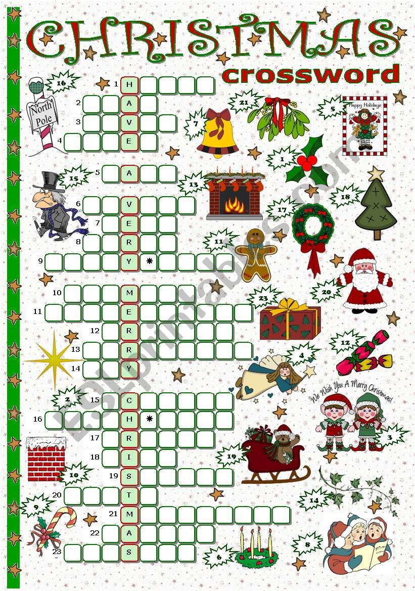 Christmas Crossword ESL Worksheet By Tecus