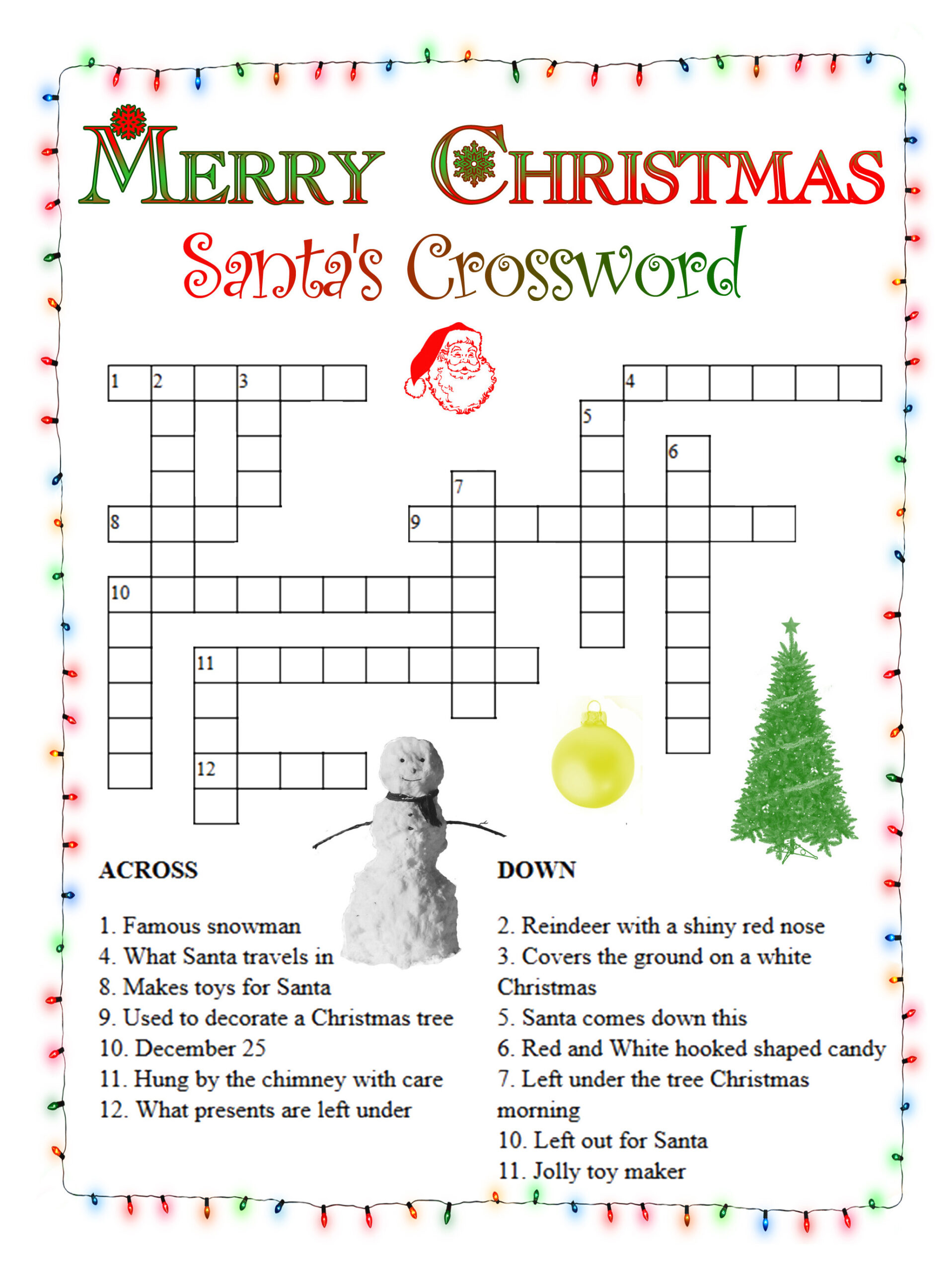 Christmas Crossword Printable Printable Template Free