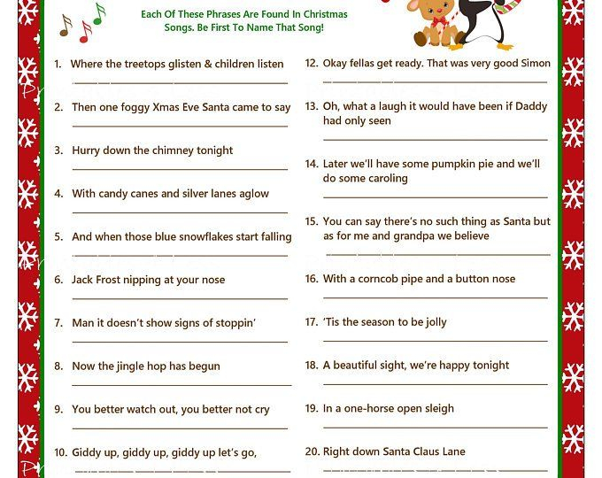 Christmas Finish My Phrase Printable Christmas Party Game 