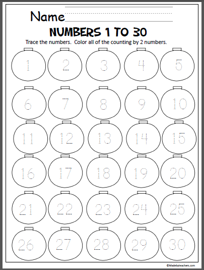 Christmas Ornaments Number Writing 1 30 Made By Teachers