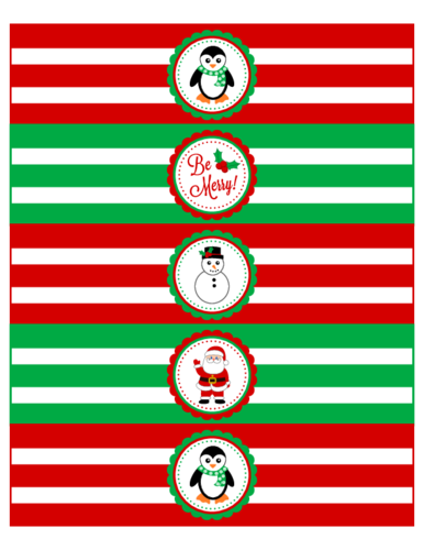 Christmas Themed Water Bottle Labels Label Templates 