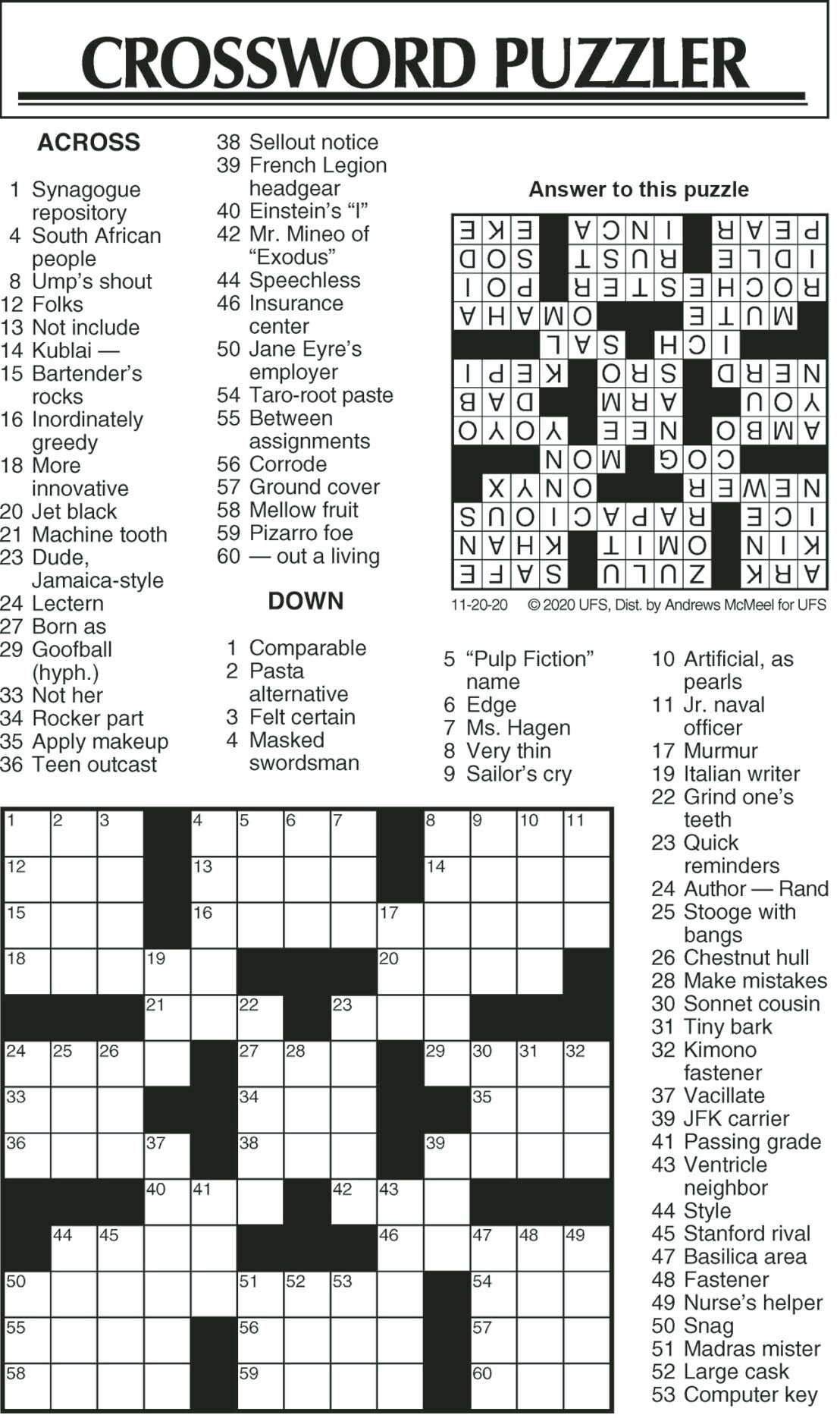 Crossword Puzzle Advice Comics For Nov 20 2020 