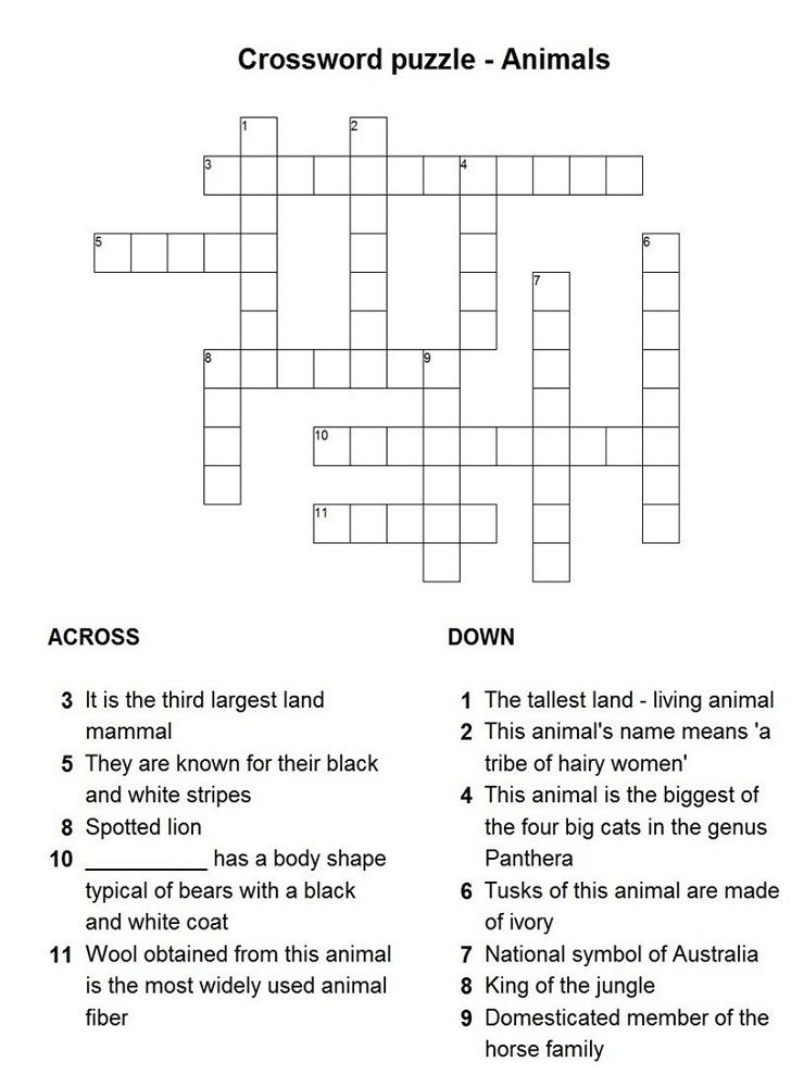 Crossword Puzzle Kids Printable 2017 In 2020 Crossword 