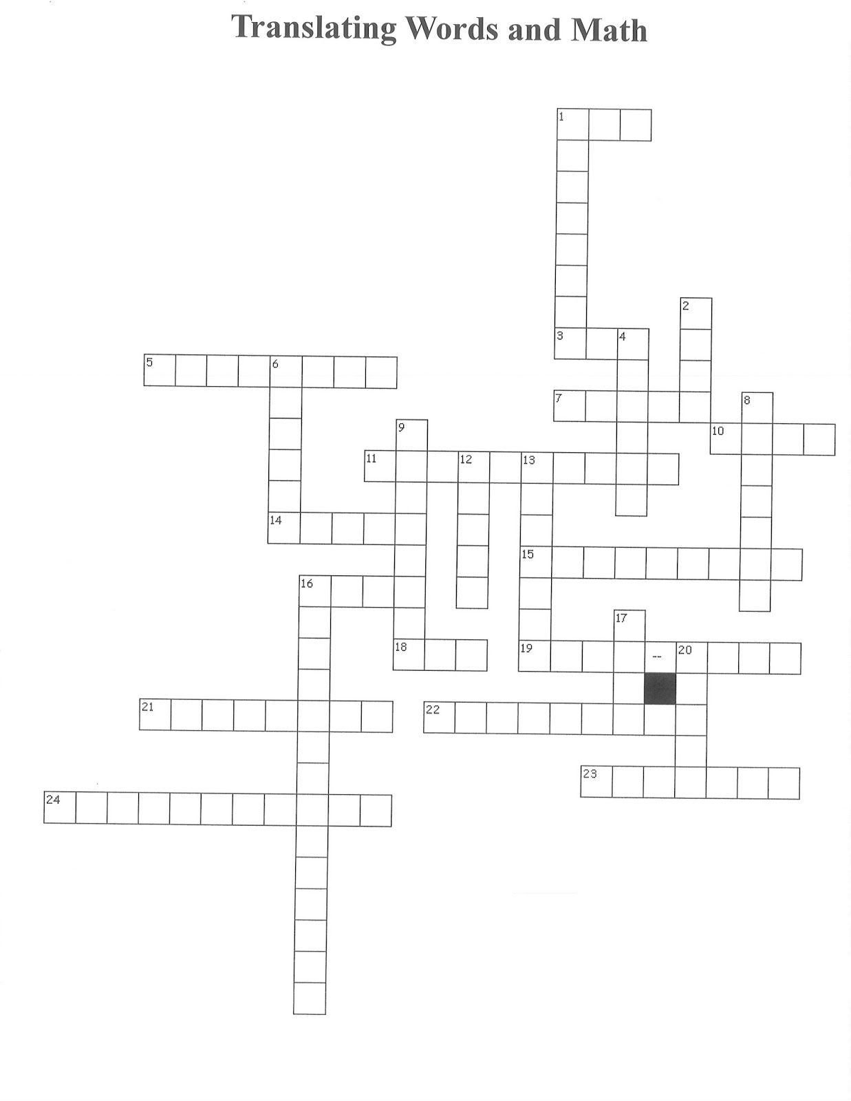 Crossword Puzzle Printable 6Th Grade Printable Crossword 