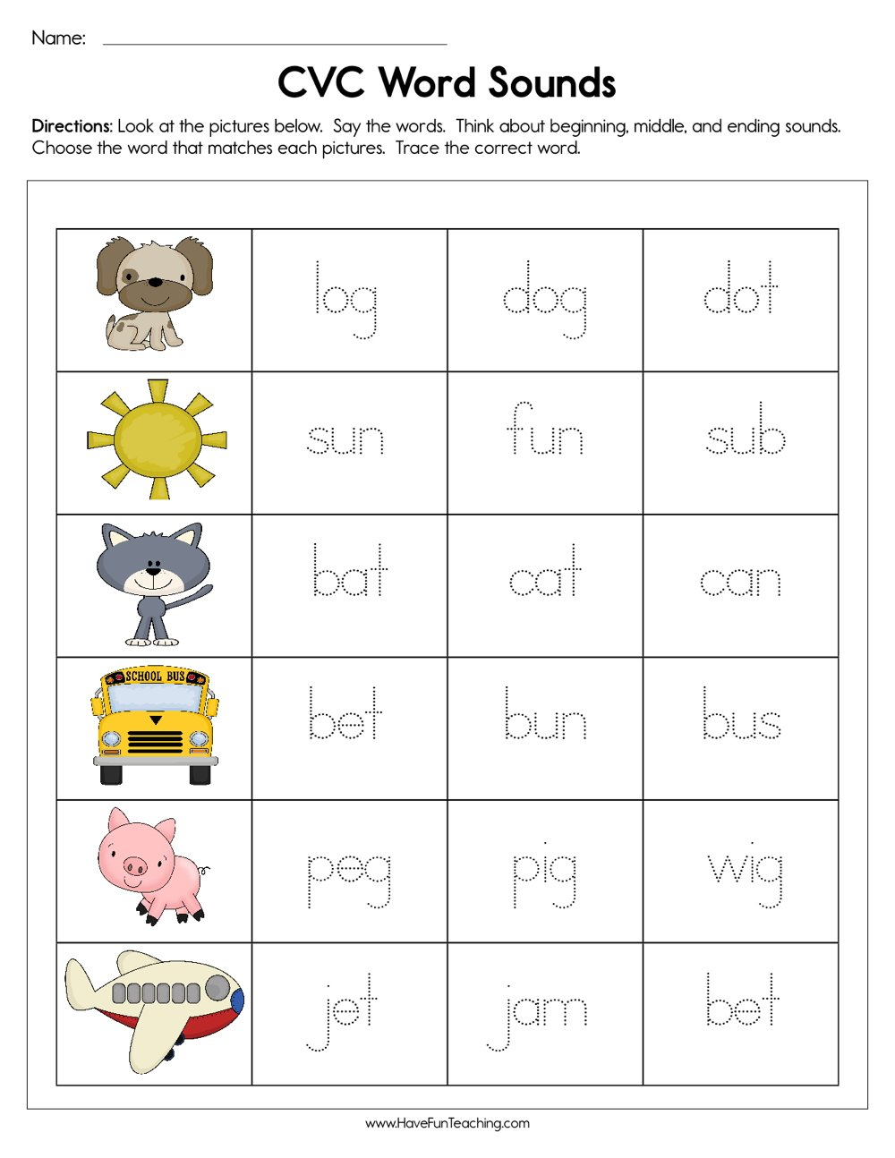 CVC Worksheets Have Fun Teaching