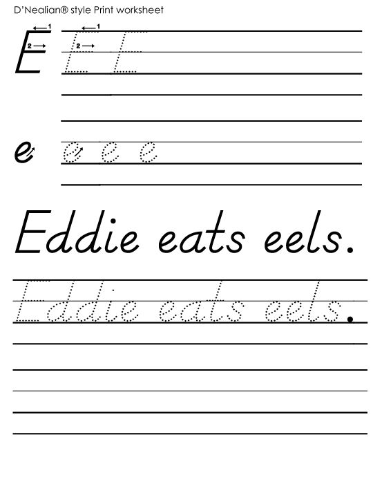 D Nealian Handwriting Worksheets Printable Handwriting 