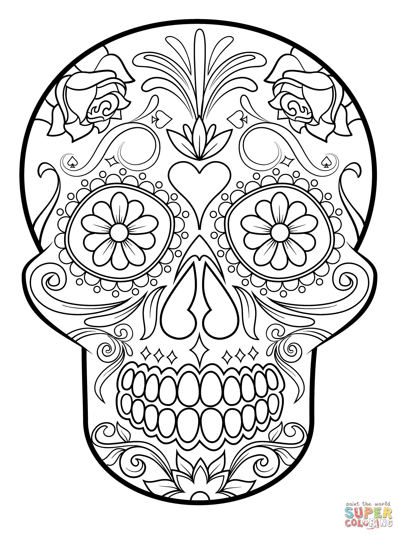 Dia De Los Muertos Skull Coloring Pages At GetColorings 