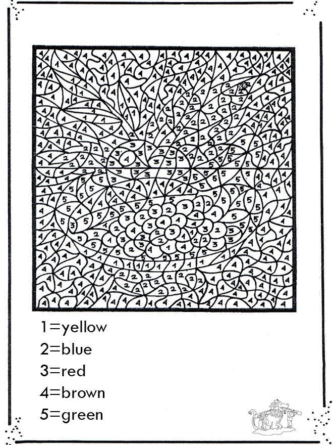 Difficult Color By Number Printable Worksheets Coloring 