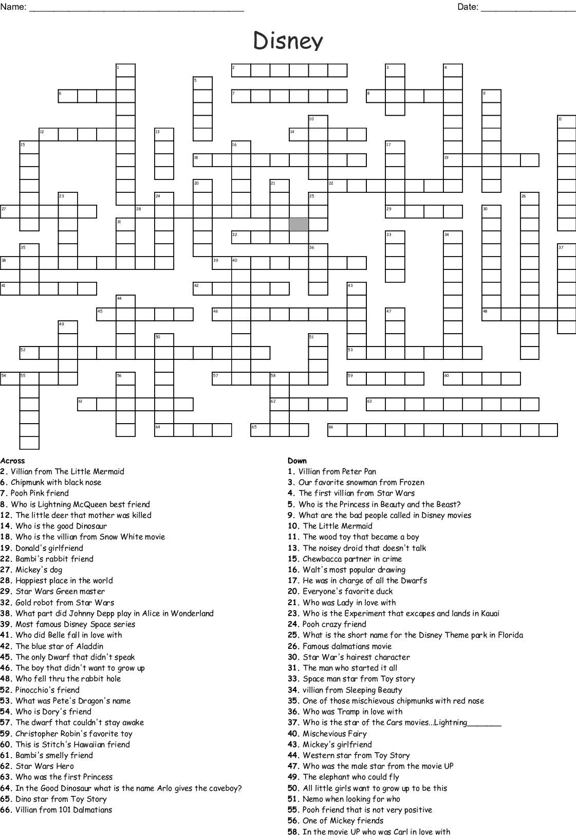 DISNEY CROSSWORD WordMint