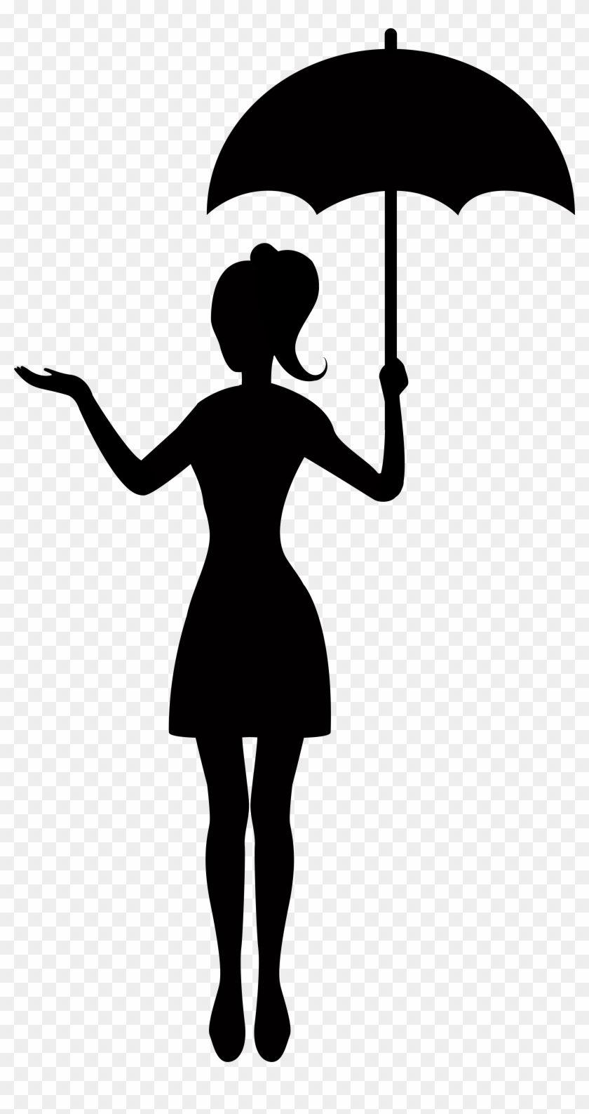 Download Girl With Umbrella Silhouette Png Girl Holding 