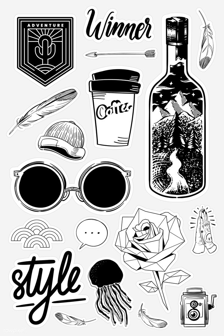 Download Premium Vector Of Set Of Black And White Sticker 