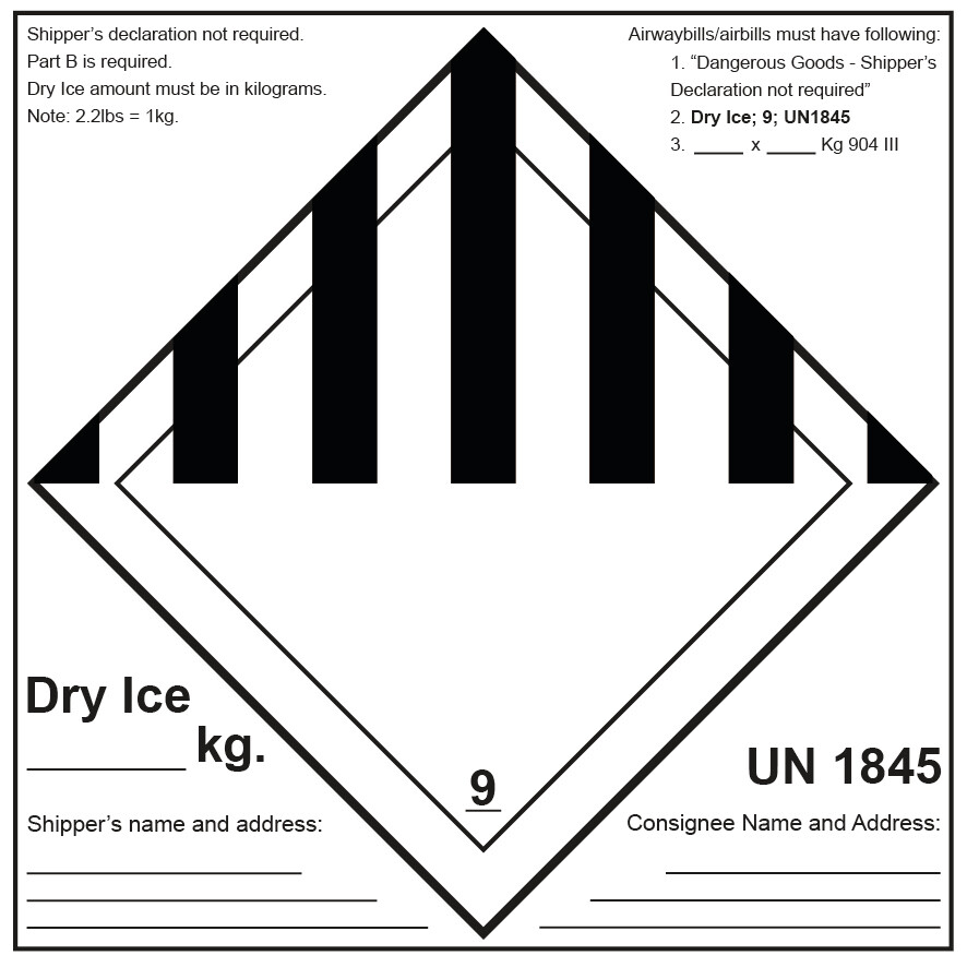 Dry Ice Shipping Label