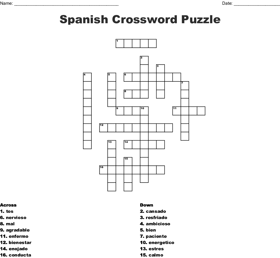 Easy Spanish Crossword Puzzles Printable Printable 