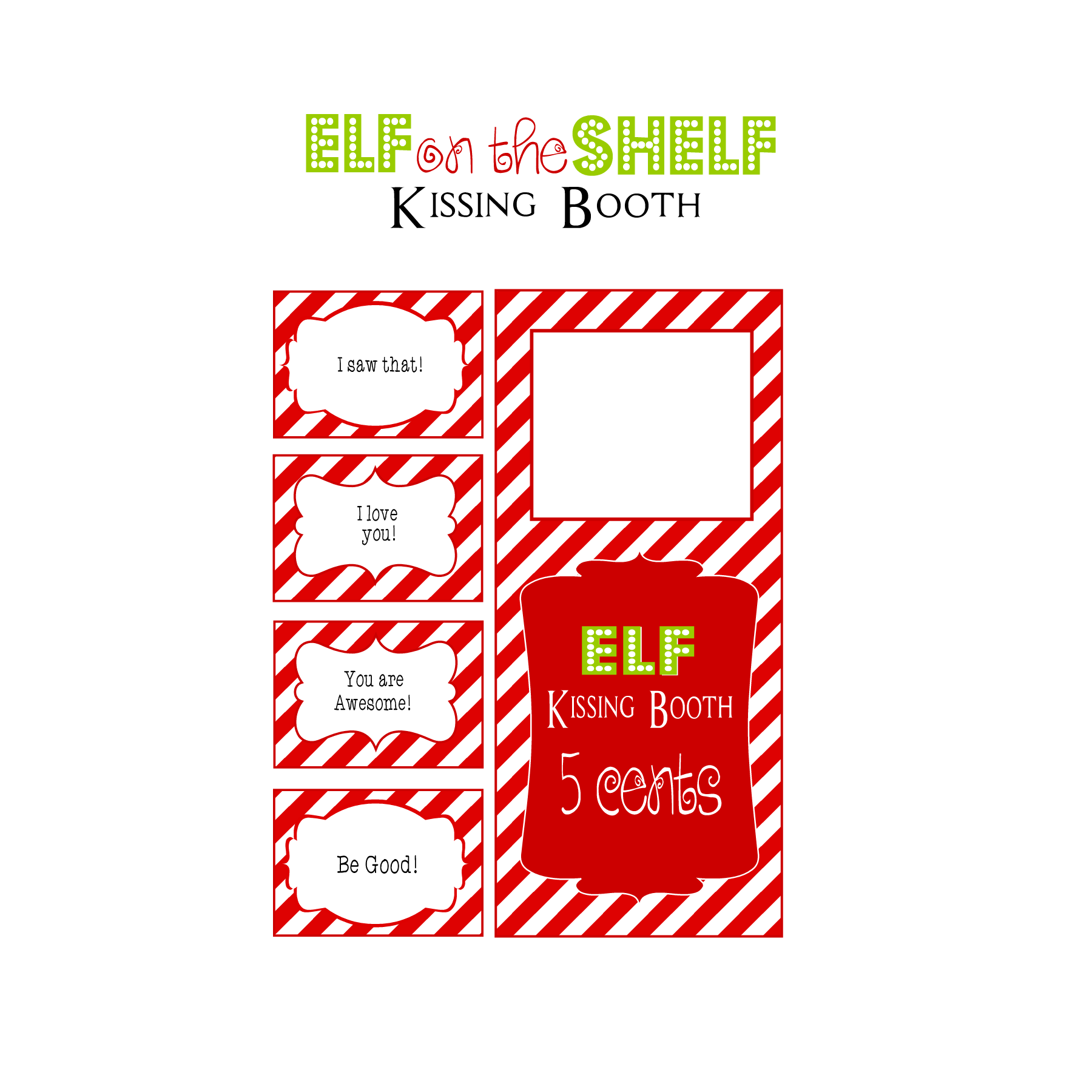 Elf Kissing Booth Free Printable Christmas Printables 