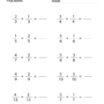 Fourth Grade Learning Fractions Worksheet